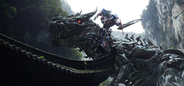 Optimus Prime rides Grimlock into battle. (Yahoo Movies Singapore)