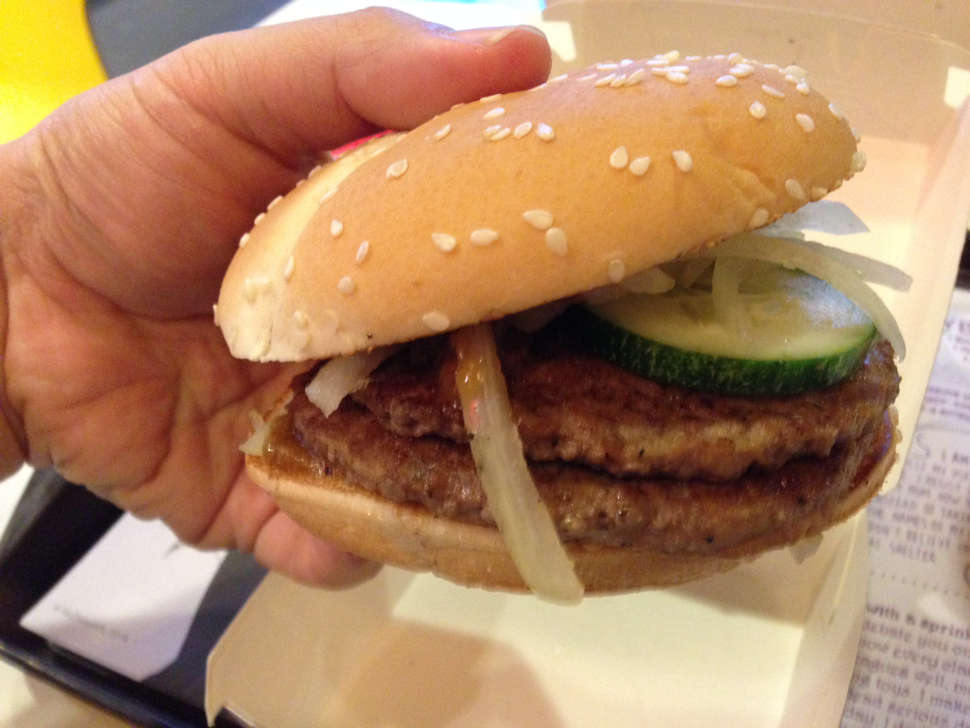 Side view of the burger.