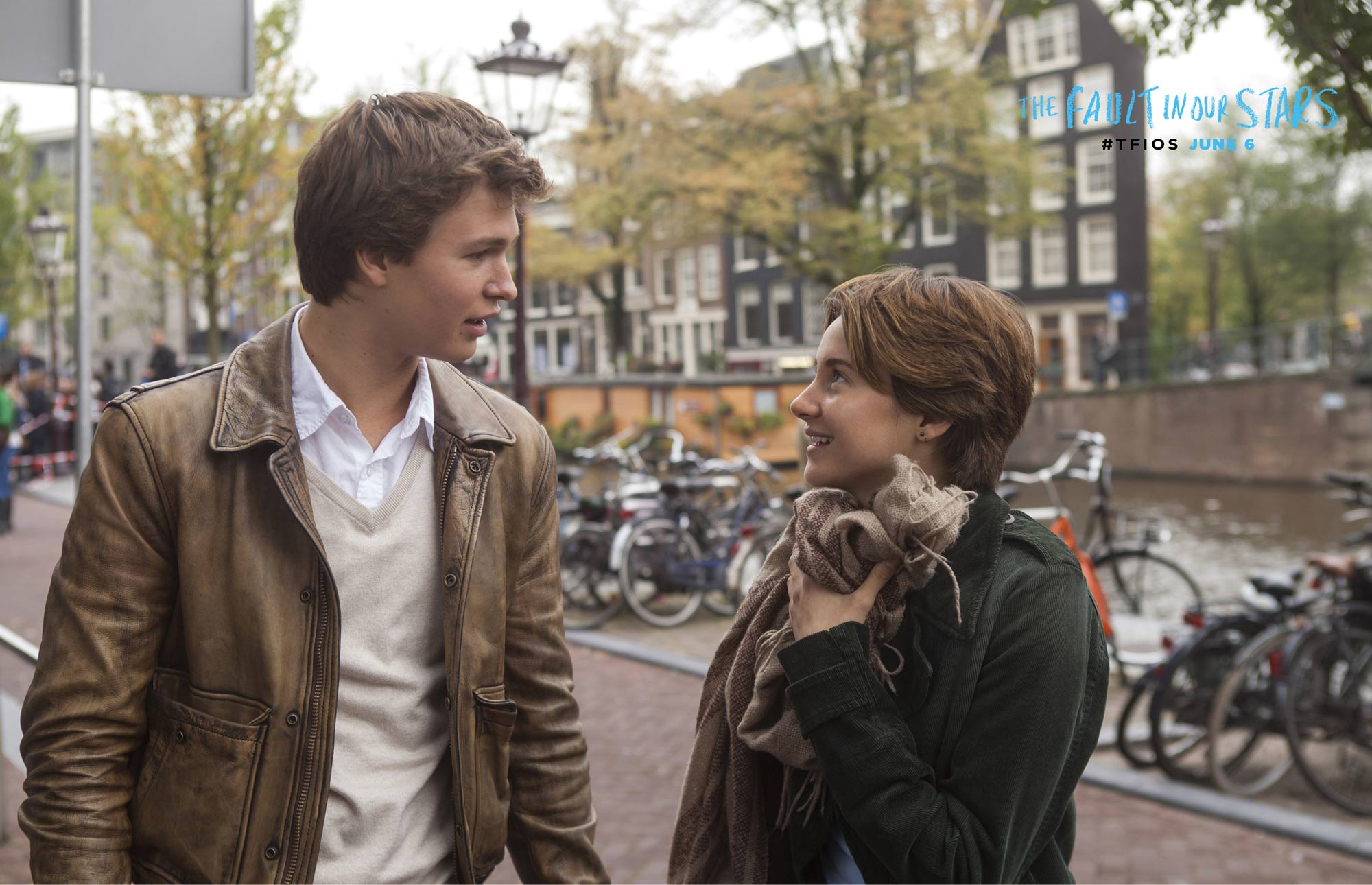 Hazel Green (Shailene Woodley) and Augustus Waters (Ansel Elgort) in one of their first few encounters. (The Fault in Our Stars official website)