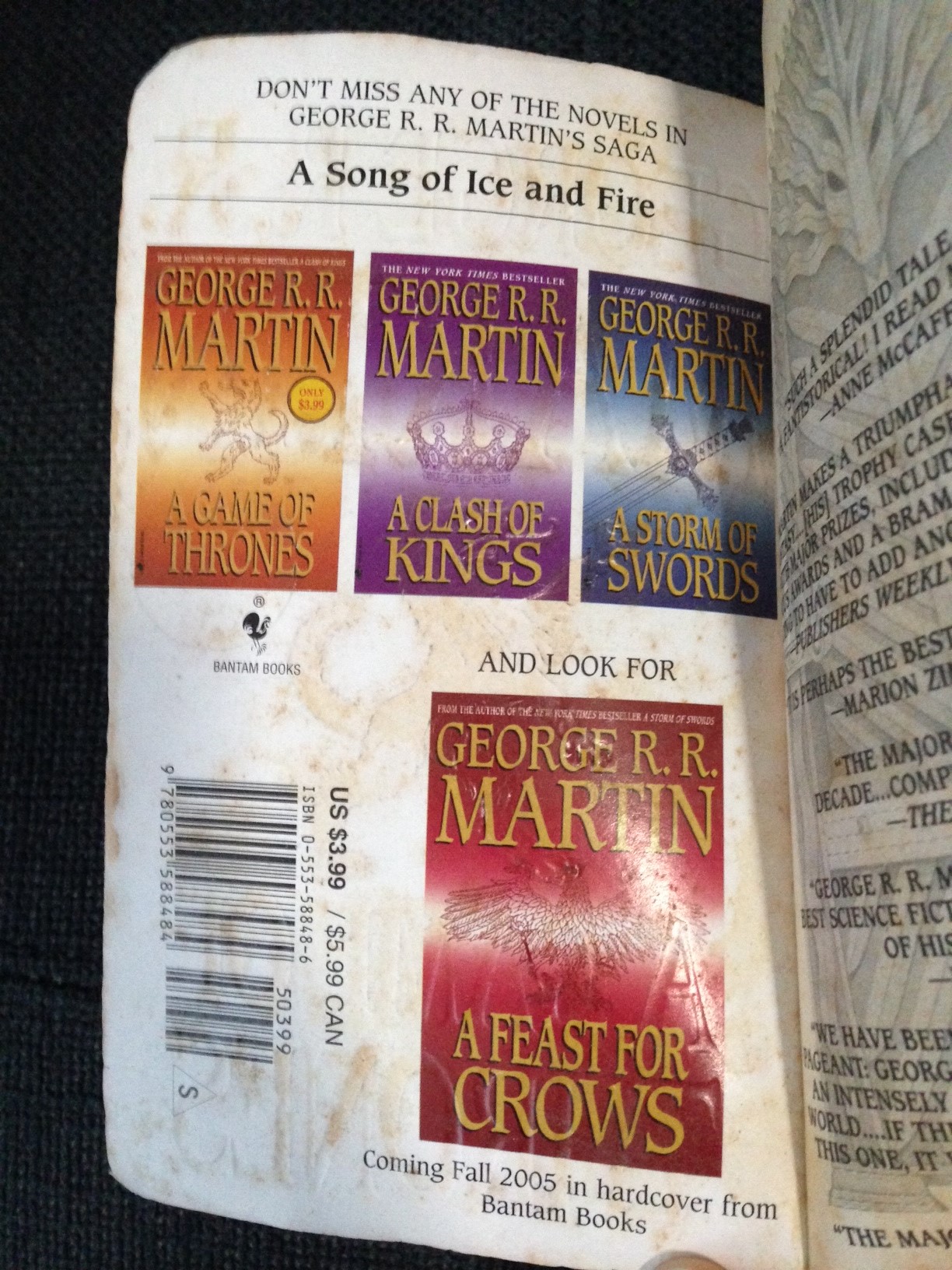 "A Game of Thrones" by George R R Martin