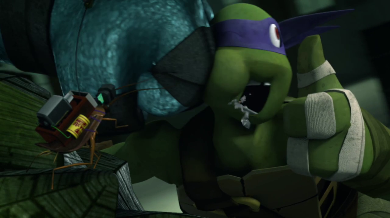 Donatello plants a Spyroach on Slash. (Teenage Mutant Ninja Turtles S02E17)