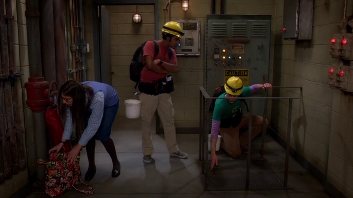 Raj and Sheldon go into the mines. (The Big Bang Theory S08E06)