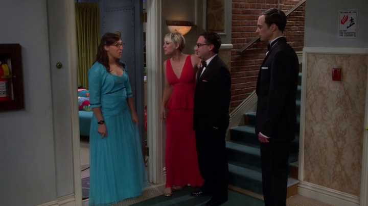 Penny and Amy meet Leonard and Sheldon. (The Big Bang Theory S08E08)