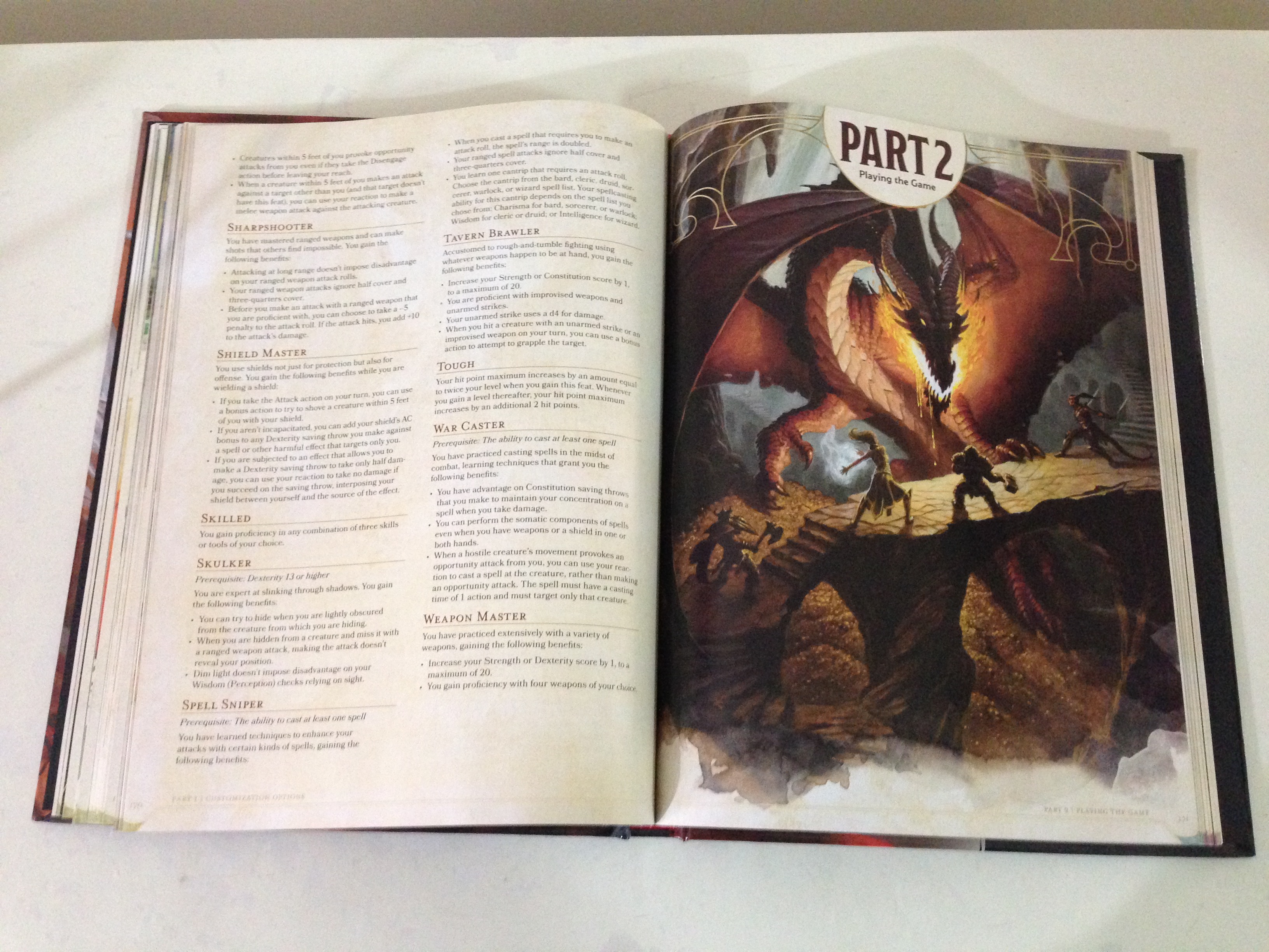 Layout of Player's Handbook, A Core Rulebook for Dungeons & Dragons 5th Edition