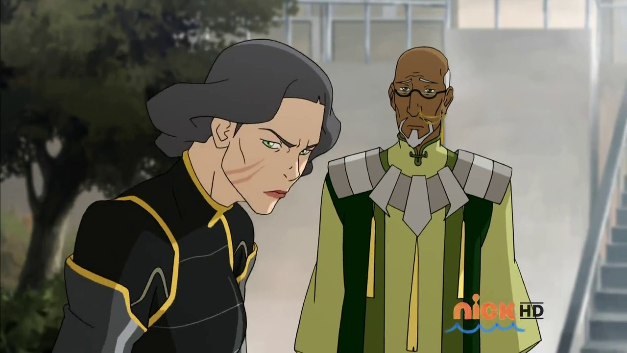 Aiwei convinces Lin Beifong to go for acupuncture. (The Legend of Korra S03E06)