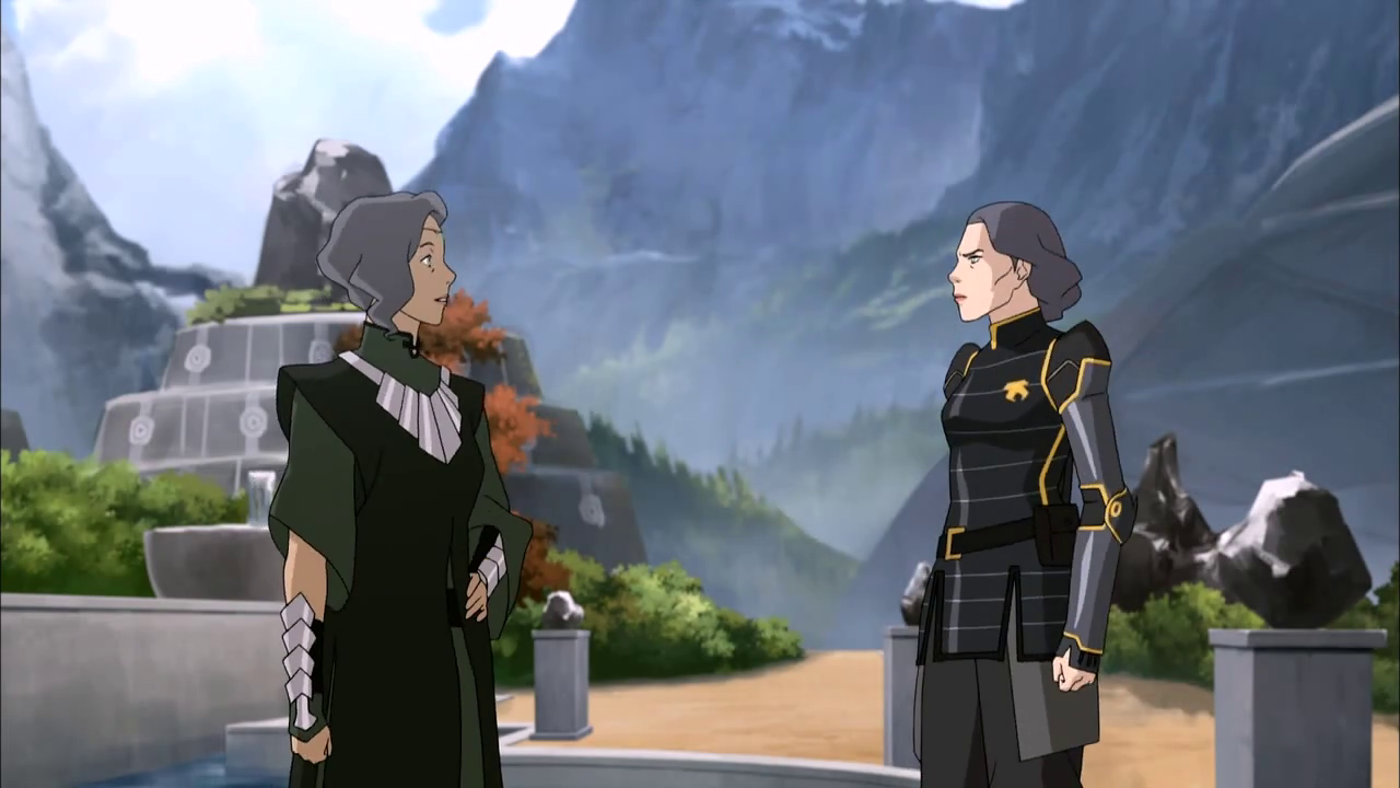 Lin and Su are back to bickering again. (The Legend of Korra S03E09)