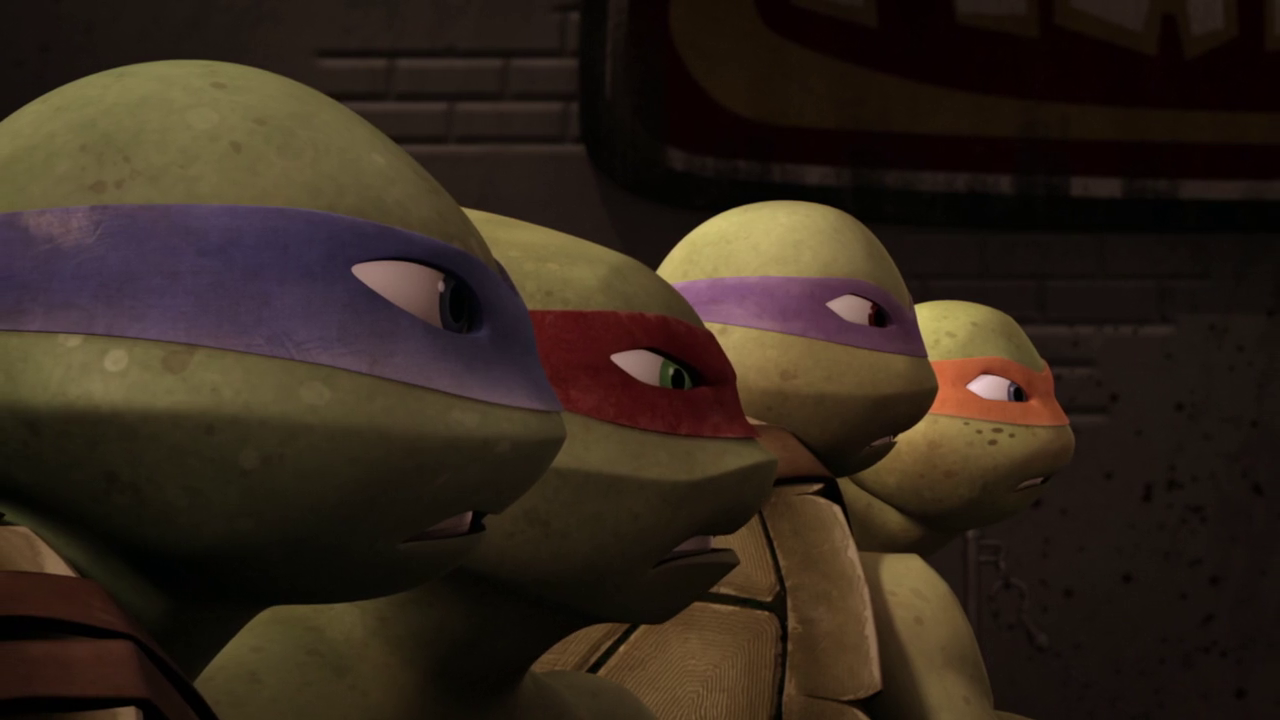 The Turtles prepare for battle with Tiger Claw. (Teenage Mutant Ninja Turtles S02E19)