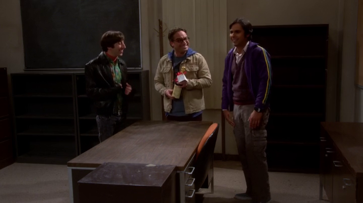 Leonard, Raj, and Howard make a pact over the champagne. (The Big Bang Theory S08E10)
