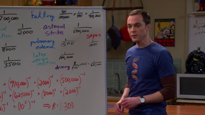 Sheldon explains how Leonard could die. (The Big Bang Theory S08E09)