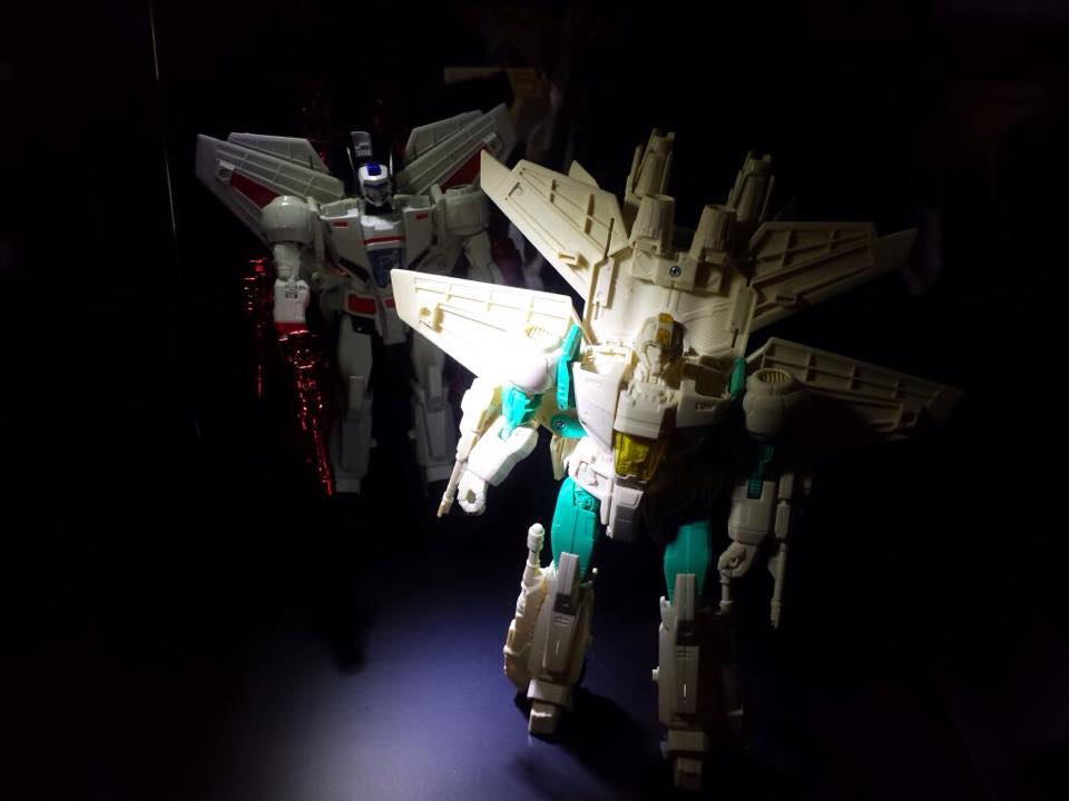 Jetfire and his prototype. (Transformers 30th Anniversary Exhibition)
