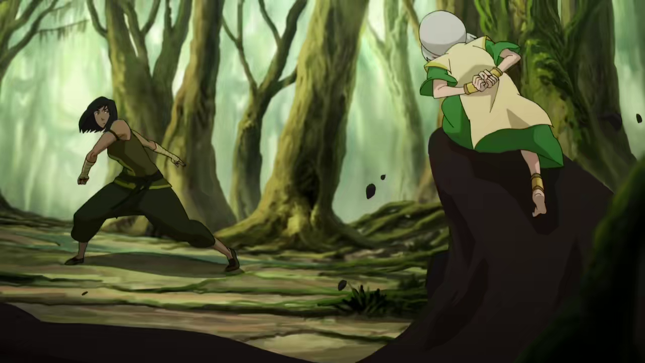 Korra spars with Toph. ("The Coronation" - The Legend of Korra S04E03)