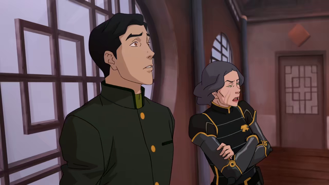 Lin breaks bad news to Mako. ("After All These Years" - The Legend of Korra S04E01)