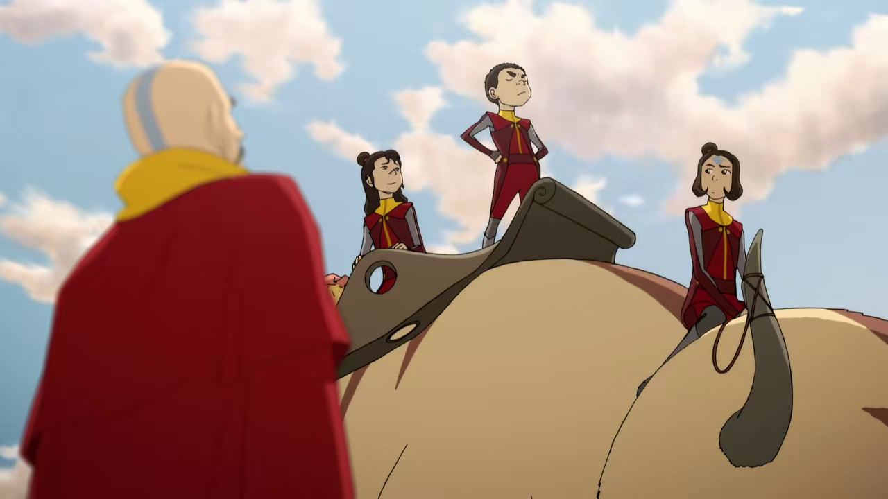 Jinora, Ikki, and Meelo set off. ("The Calling" - The Legend of Korra S04E04)