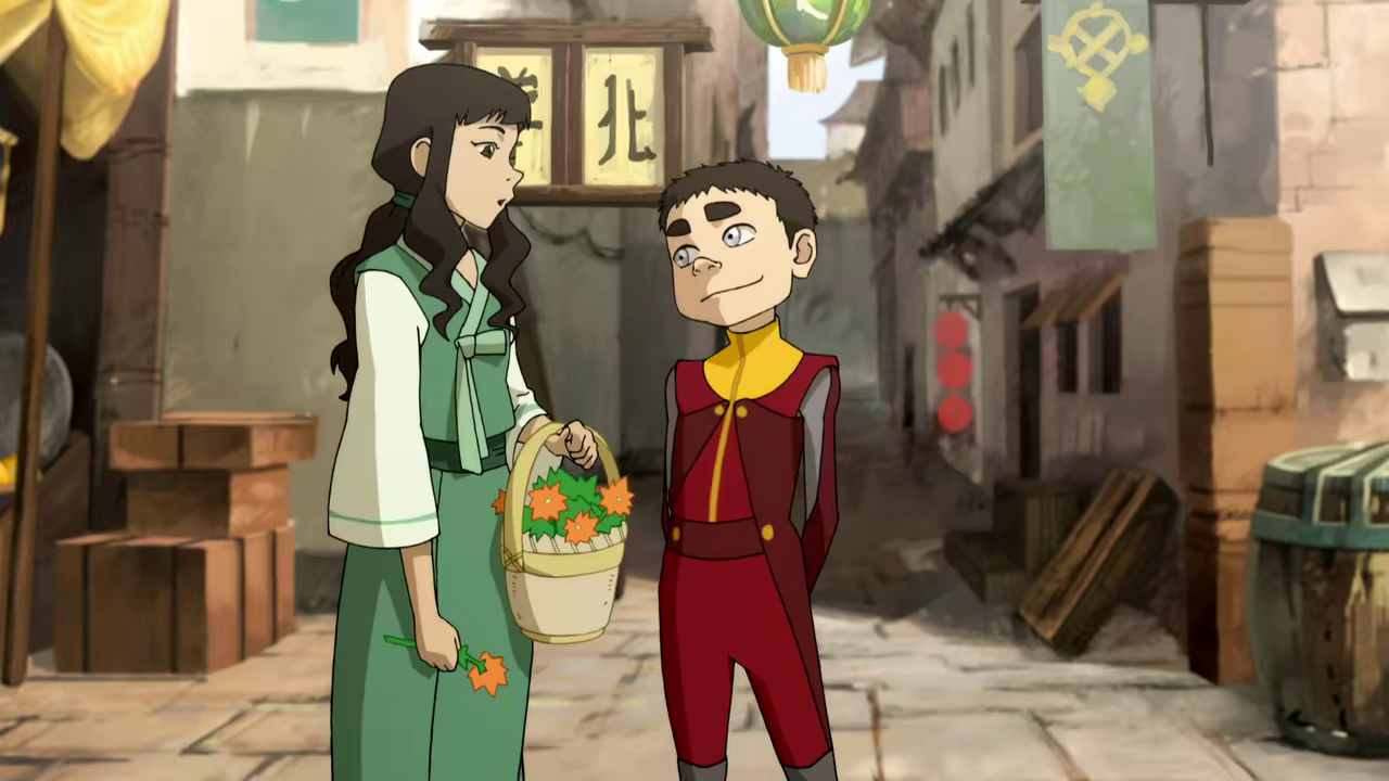 Meelo meets a flower girl. ("The Calling" - The Legend of Korra S04E04)