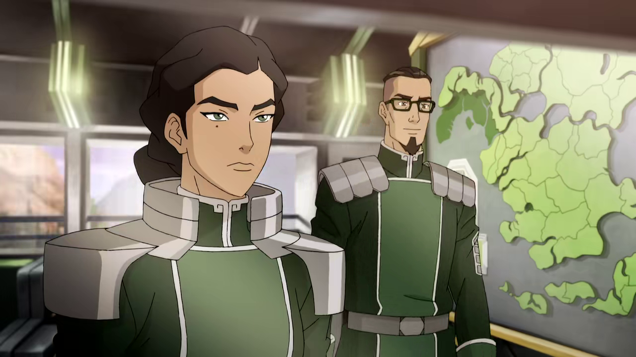 Kuvira and Baatar plot. ("Enemy at the Gates" - The Legend of Korra S04E05)