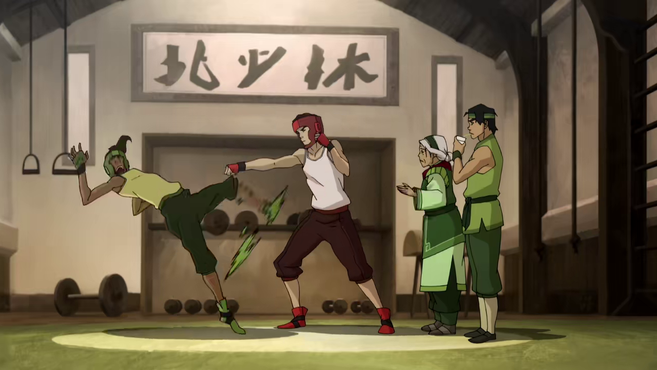 Mako spars with Prince Wu. ("Remembrance" - The Legend of Korra S04E08)