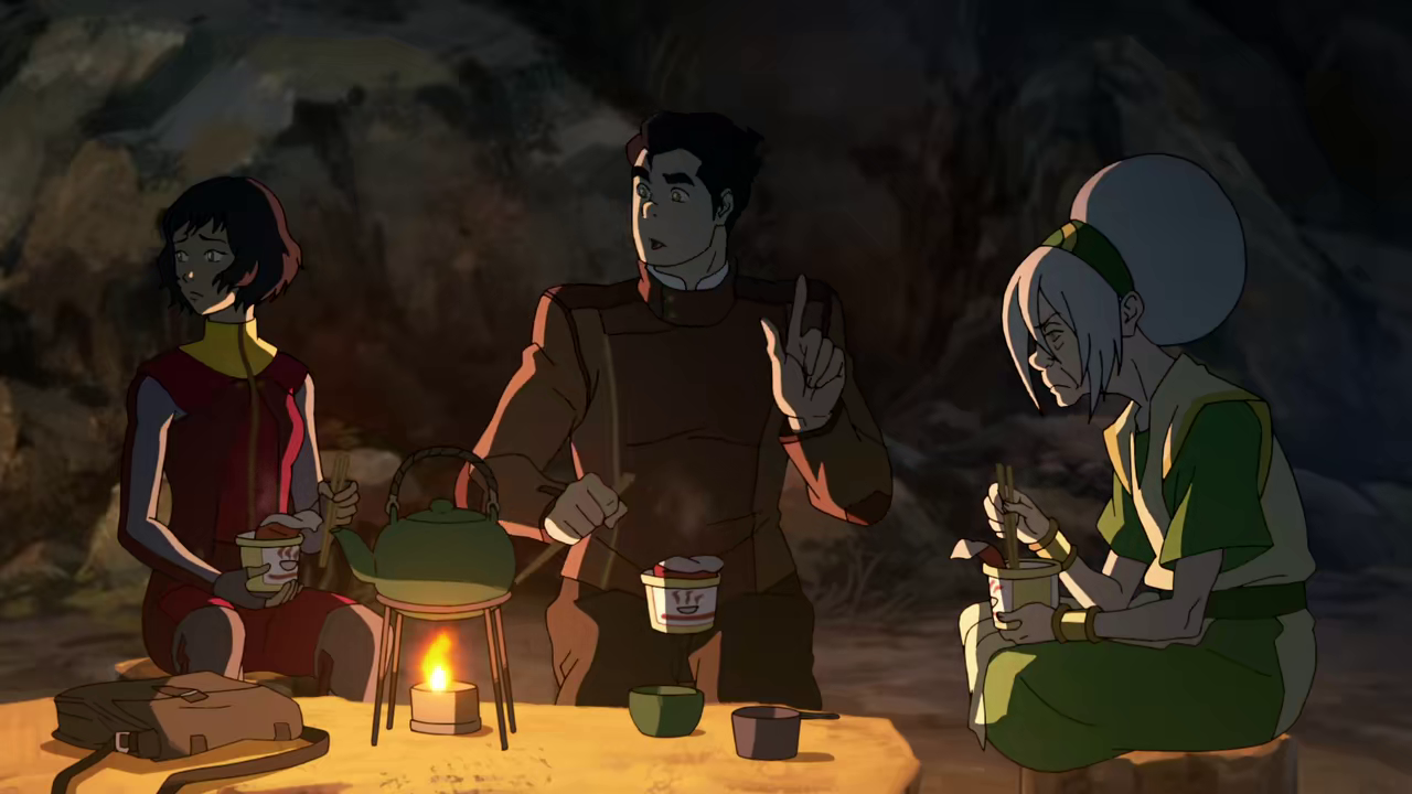 Cup noodles? ("Operation Beifong" - The Legend of Korra S04E10)