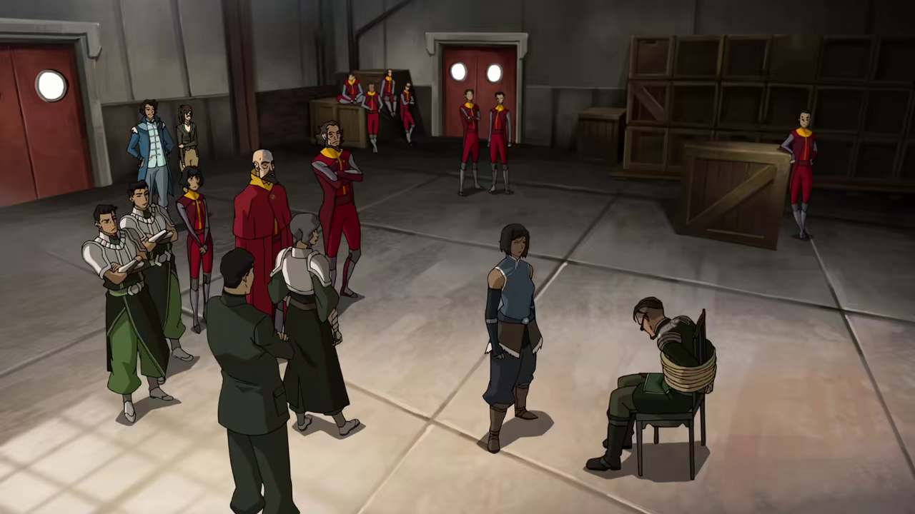 Interrogating Baatar Jr. ("Kuvira's Gambit" - The Legend of Korra S04E11)