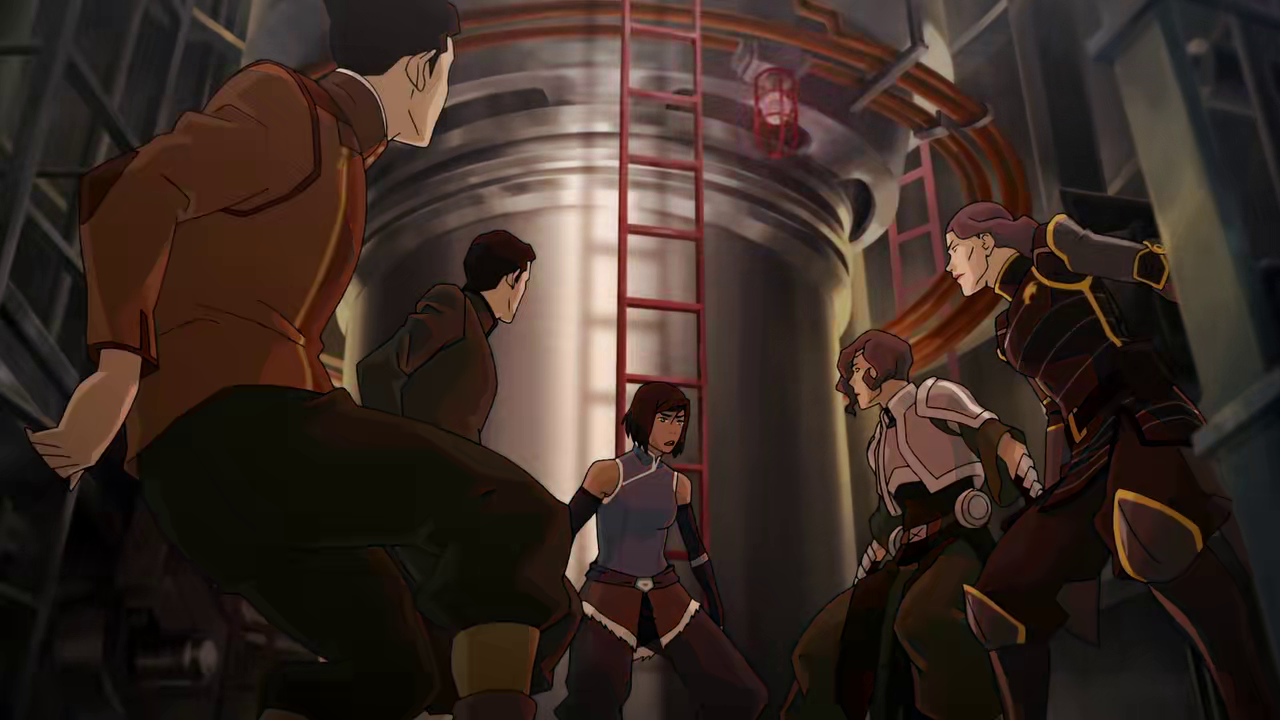 Korra and her allies infiltrate the giant mecha. ("The Last Stand" - The Legend of Korra S04E13)