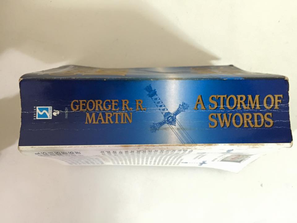 The spine of "A Storm of Swords" by George R R Martin (Book 3 of "A Song of Ice and Fire")