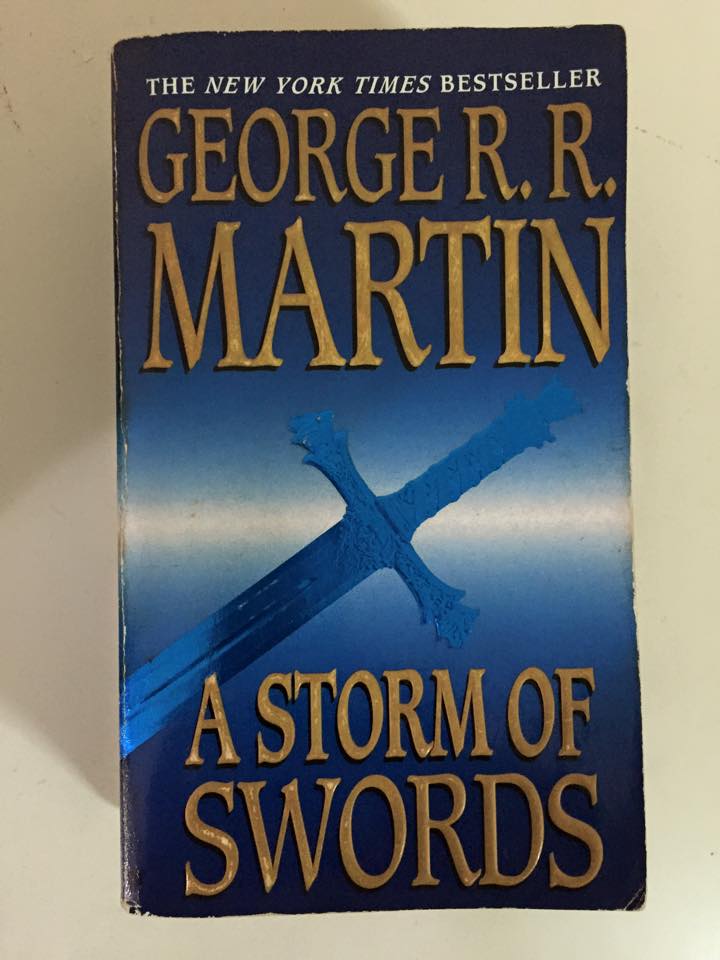The front cover of "A Storm of Swords" by George R R Martin (Book 3 of "A Song of Ice and Fire")