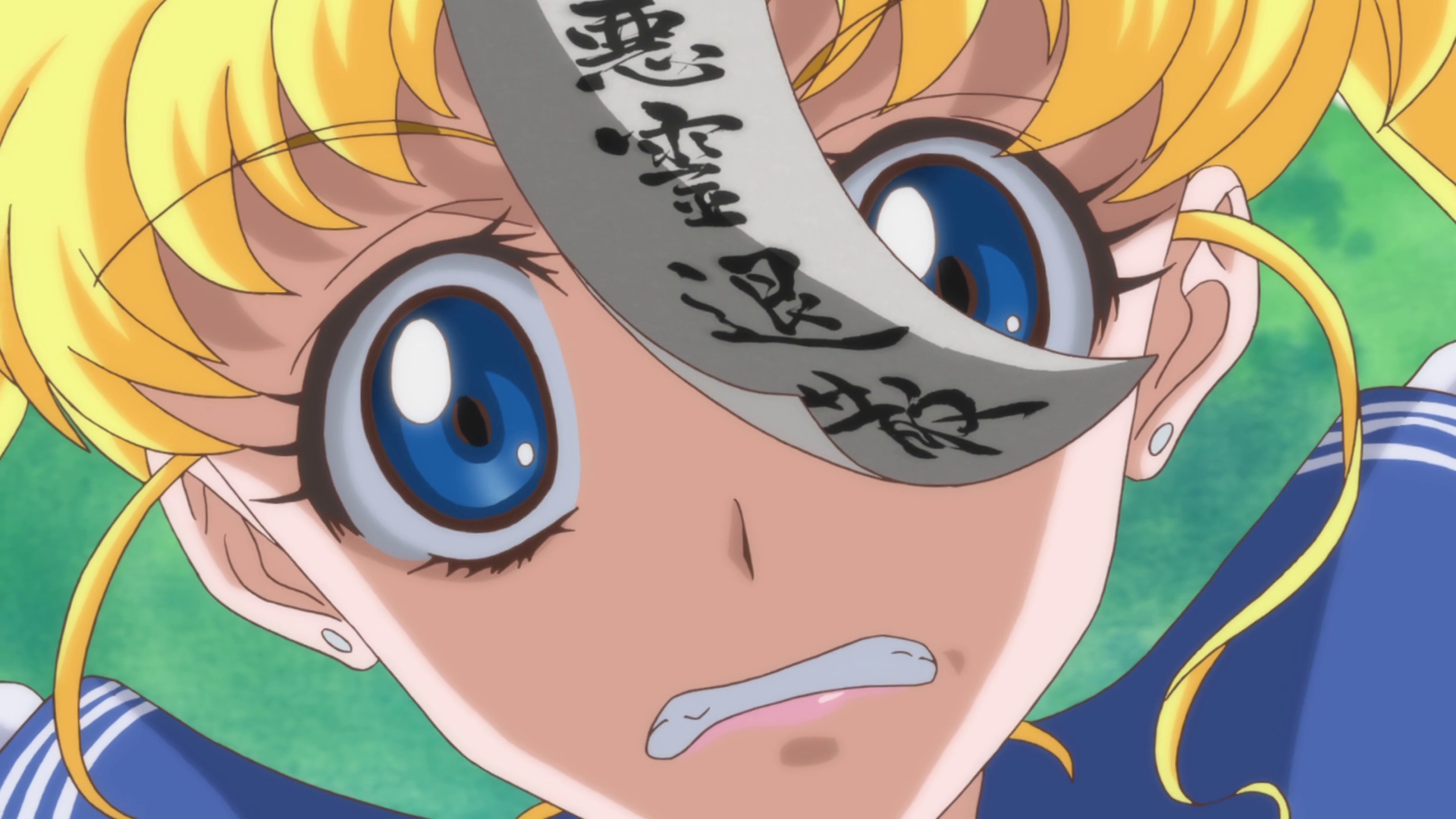 Usagi gets hit by Rei's scriptures. ("Rei –Sailor Mars–" - Sailor Moon Crystal S01E03)