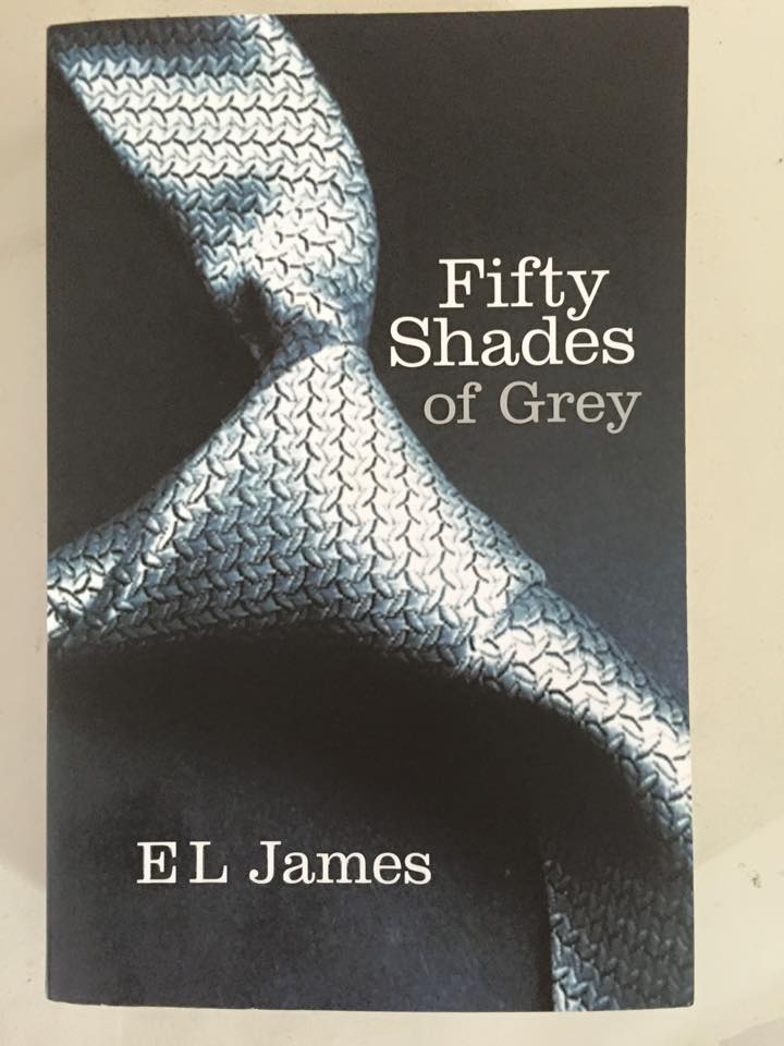 Front cover of "Fifty Shades of Grey" by E.L. James (Book 1 of the "Fifty Shades" trilogy)