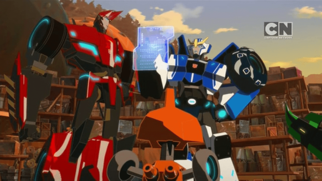 Back at base. ("More than Meets the Eye" S01E04 of Transformers: Robots in Disguise)