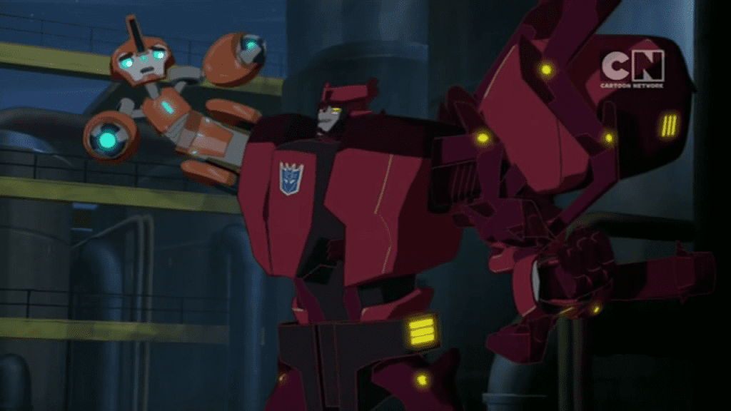 Fixit is Chop Shop's new arm. ("More than Meets the Eye" S01E04 of Transformers: Robots in Disguise)