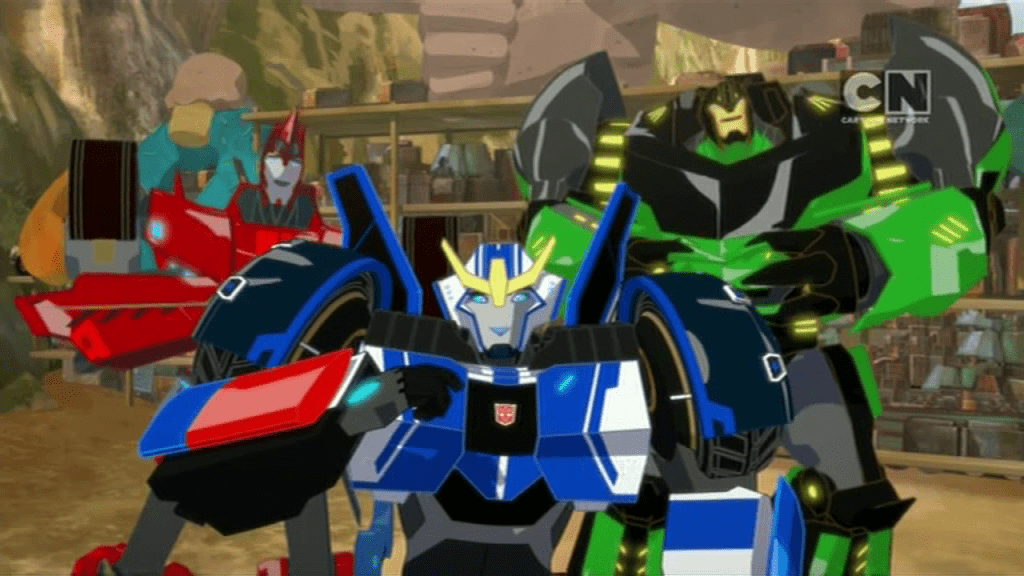 Autobots yakking it up. ("W.W.O.D.?" - Transformers: Robots in Disguise S01E05)