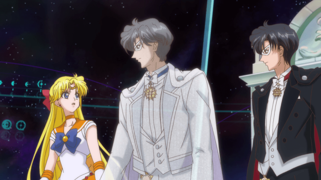 Past and present team up. ("Complication –Nemesis–" Sailor Moon Crystal S01E21)
