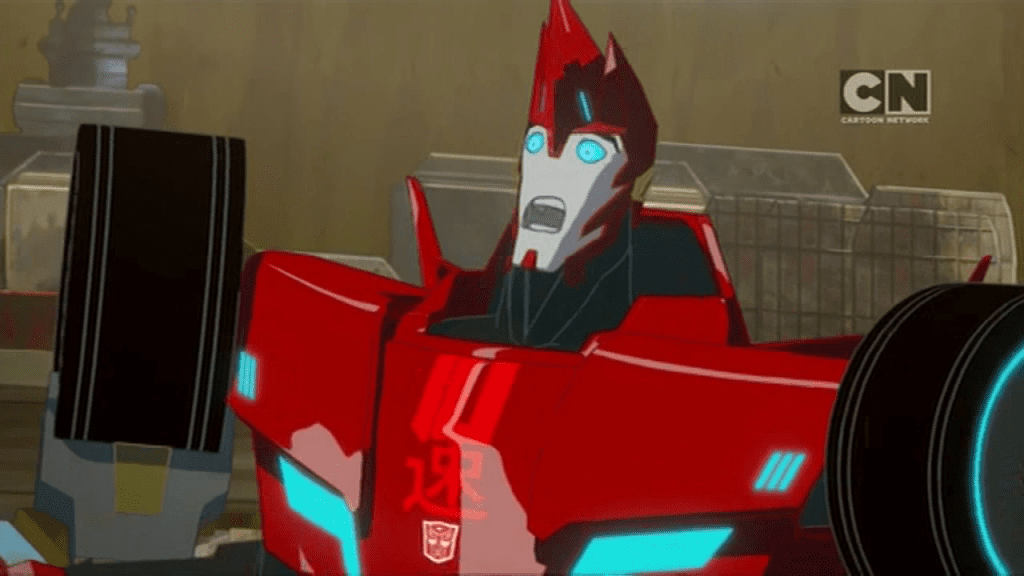 A rare moment of shock for Sideswipe. ("True Colours" - Transformers: Robots in Disguise S01E08)