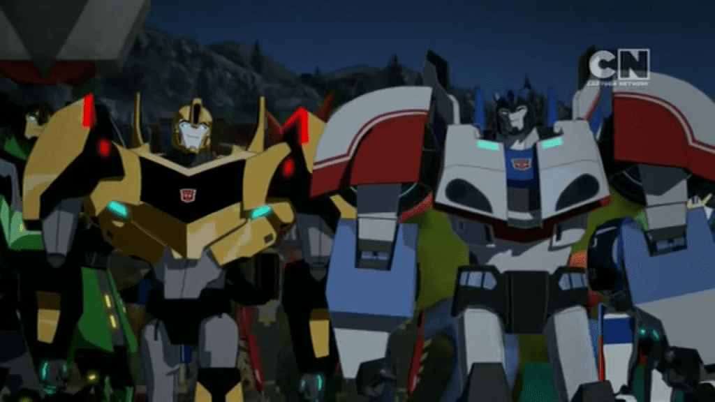 Jazz and Bumblebee are old buddies. ("Can You Dig It" - Transformers: Robots in Disguise S01E10)