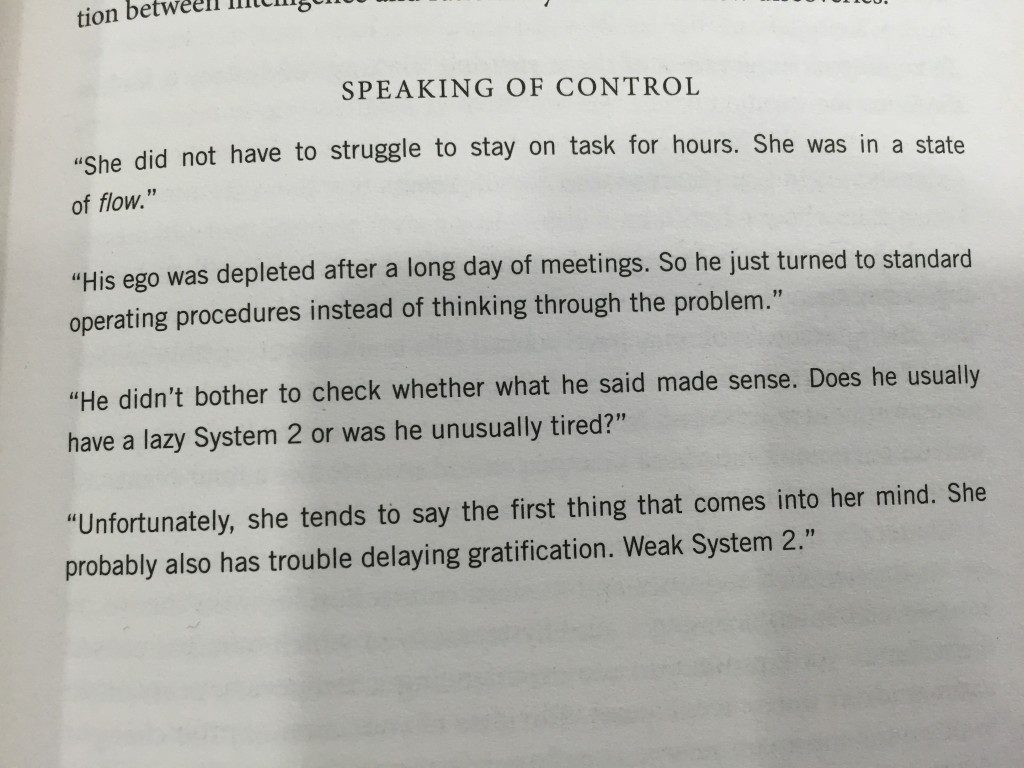 One sentence examples. ("Thinking, Fast and Slow" by Daniel Kahneman)