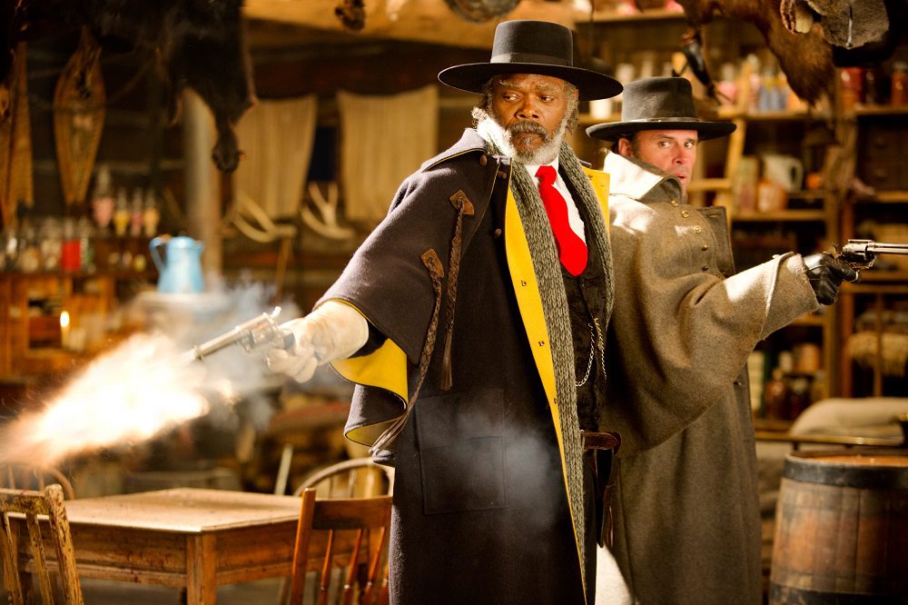 The Bounty Hunter (Samuel L. Jackson) teams up with The Sheriff (Walton Goggins) in "The Hateful Eight." (Golden Village Pictures)