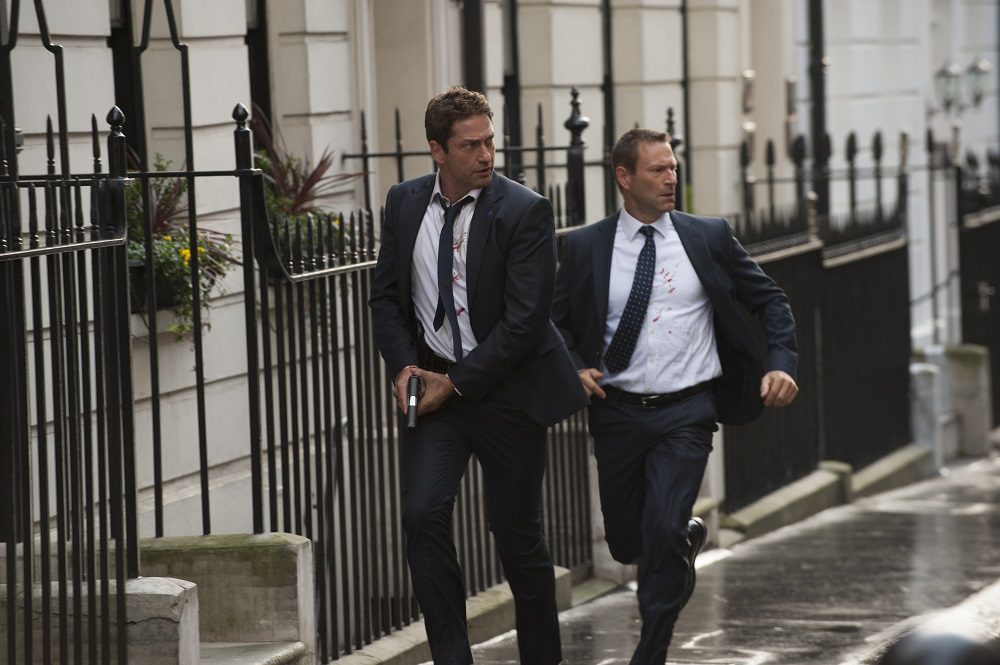 President Asher and Mike try to avoid notice in "London Has Fallen." (Cathay-Keris Films)