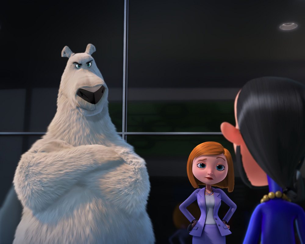 Norm and Vera (Heather Graham) confront Mr Greene (Ken Jeong) in "Norm of the North." (Golden Village Pictures)