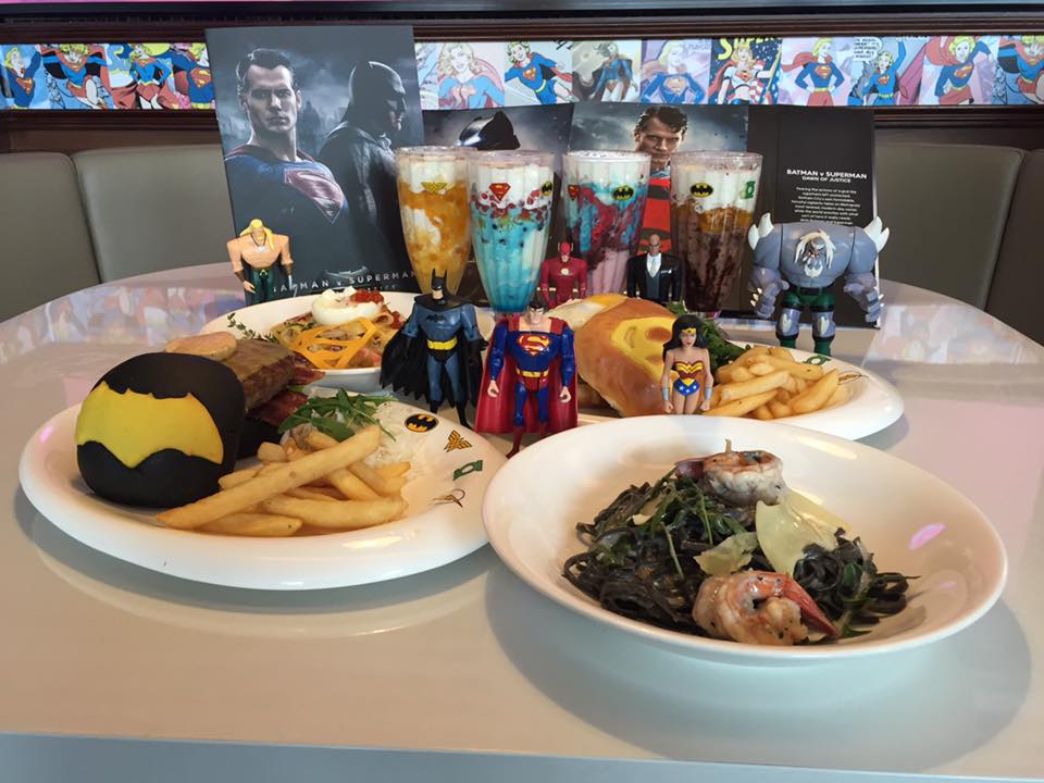 Batman v Superman: Dawn of Justice themed menu items. Justice League: Unlimited figures not included.
