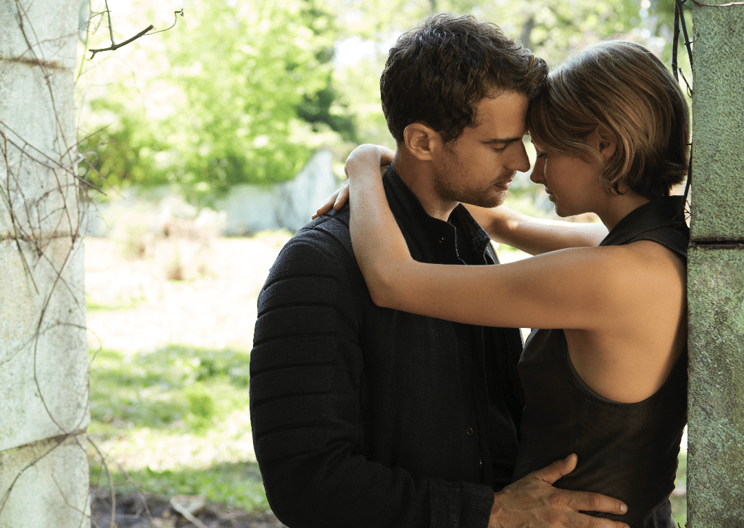 Tris and Four share a moment in "The Divergent Series: Allegiant." (Golden Village Pictures)
