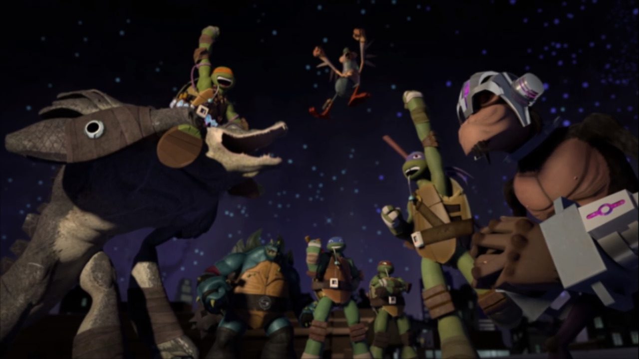 The Teenage Mutant Ninja Turtles and the Mighty Mutanimals in "Teenage Mutant Ninja Turtles" Season 3. (Turtlepedia)