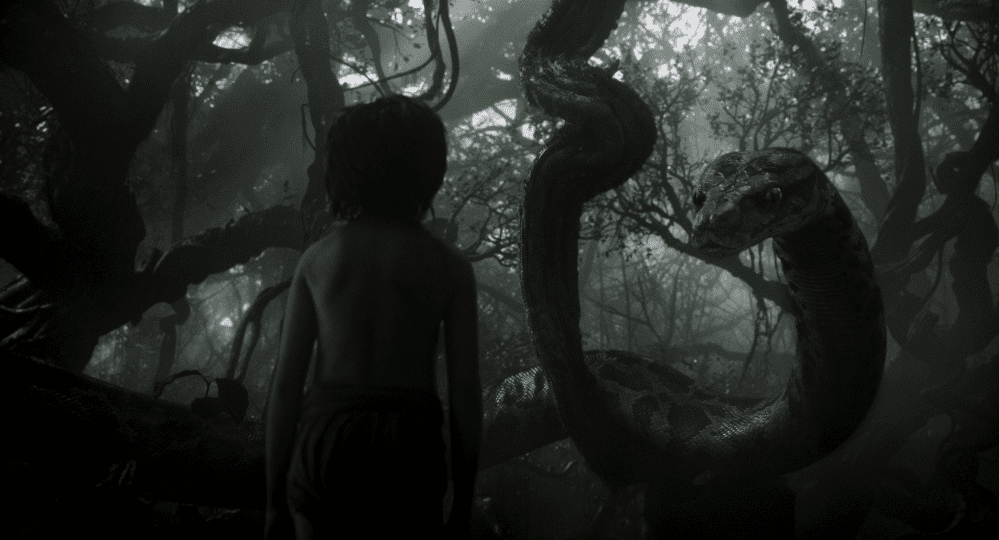 Mowgli faces Kaa (Scarlett Johnasson) in "The Jungle Book." (Walt Disney Pictures)