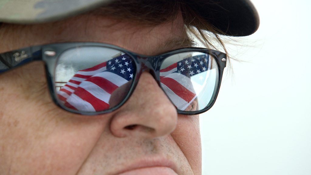Michael Moore reflects on his actions in "Where to Invade Next." (Shaw Organisation)
