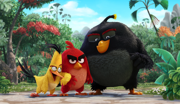 Chuck (Josh Gad), Red, and Bomb (Danny McBride) in "The Angry Birds Movie." (Sony Pictures)