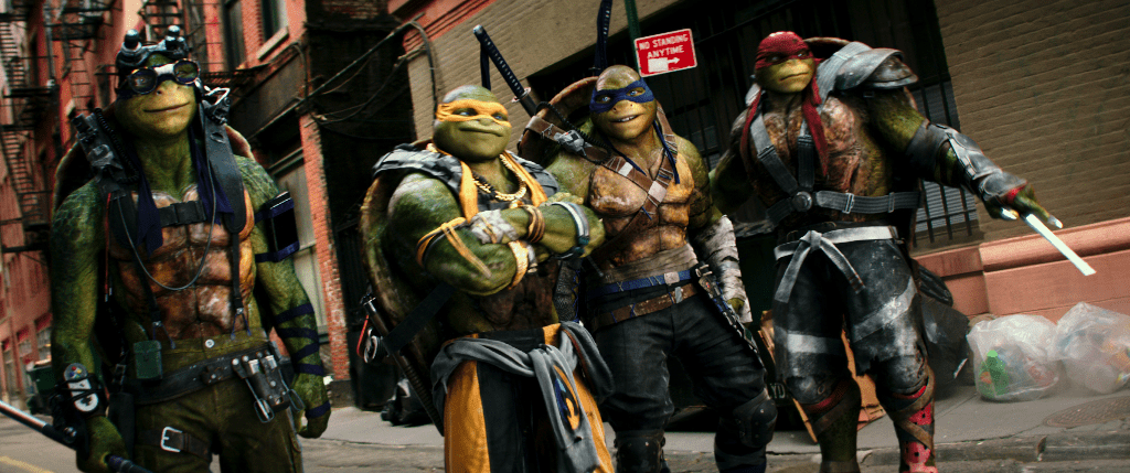 Donatello, Michelangelo, Leonardo, and Raphael in "Teenage Mutant Ninja Turtles: Out of the Shadows" (United International Pictures)
