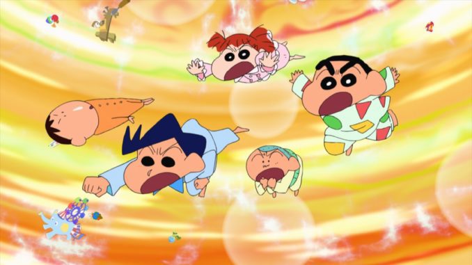 Flying through dreams in "Crayon Shin-chan: Fast Asleep! The Great Assault on the Dreaming World!" (Golden Village Pictures)
