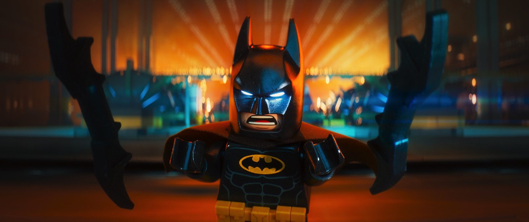 Batman (Will Arnett) attacks in The Lego Batman Movie. (Warner Bros Pictures)