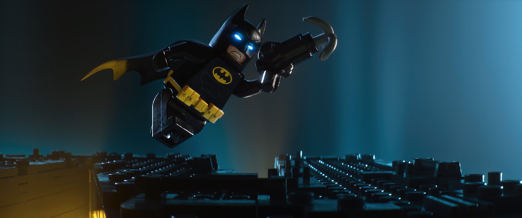 Batman (Will Arnett) zips through the air in The Lego Batman Movie. (Warner Bros Pictures)