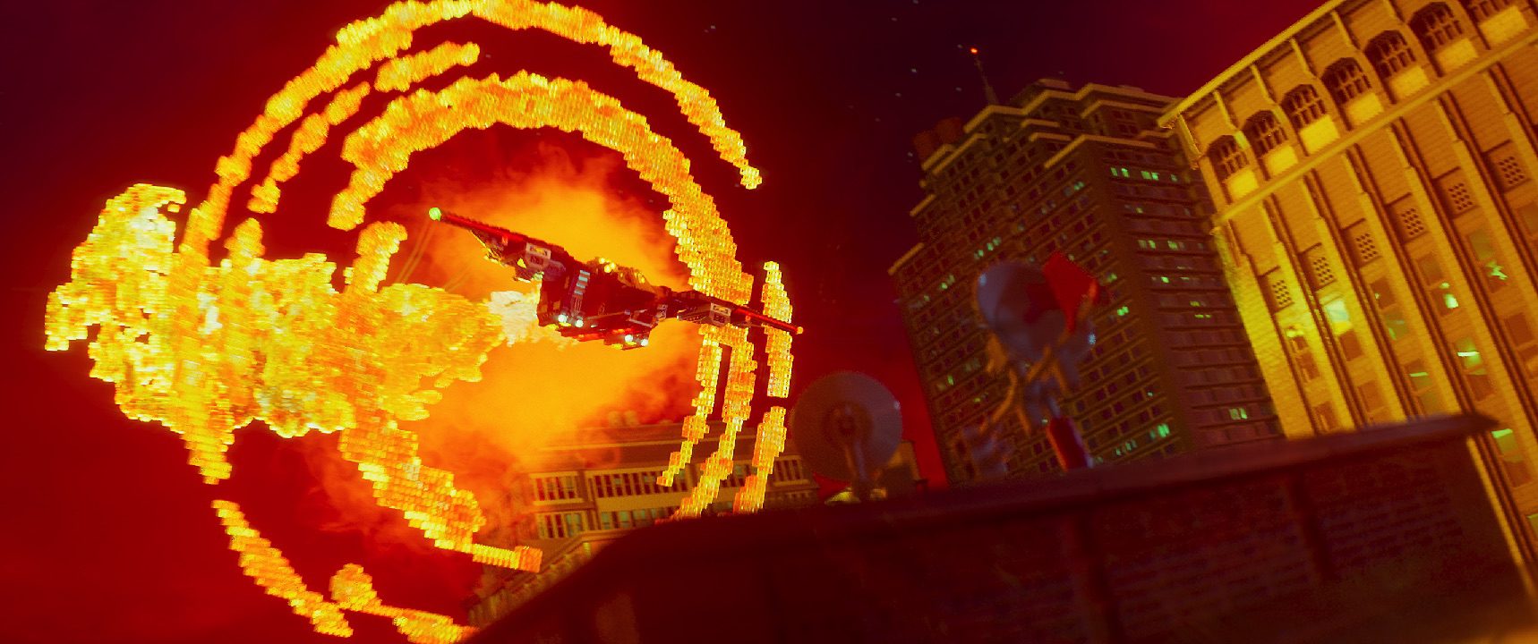 Lego explosions in The Lego Batman Movie. (Warner Bros Pictures)