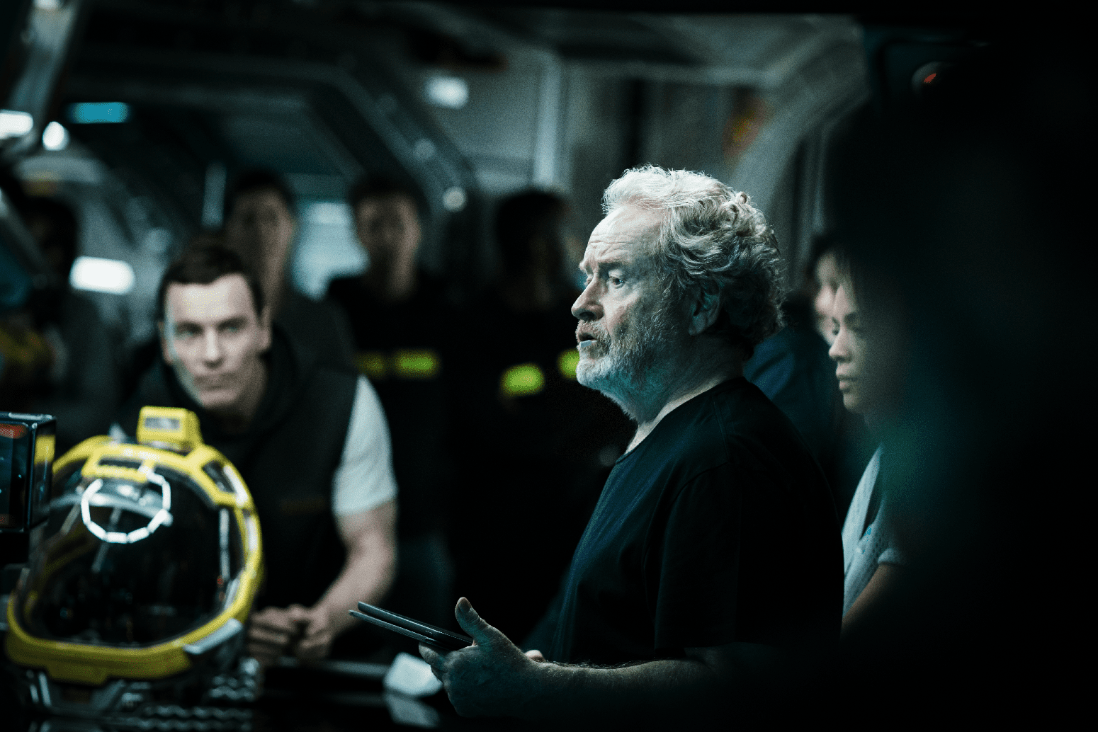 Michael Fassbender and Ridley Scott on the set of "Alien: Covenant". (Twentieth Century Fox)
