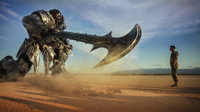 Lennox (Josh Duhamel) stands up to Megatron in "Transformers: The Last Knight". (United International Pictures)